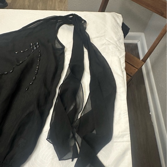 Paper Tee Black Asymmetrical Embellished Blouse - Picture 5 of 6